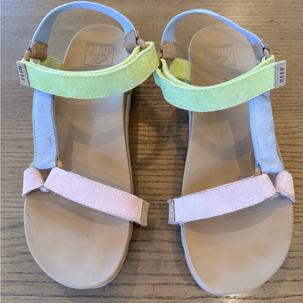 REEF Pastel Suede Strap Sandals - Pink, Yellow, Light Blue